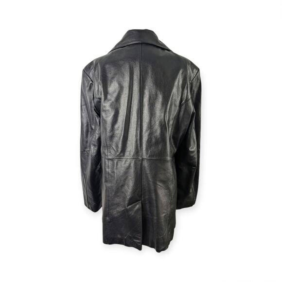 Vintage 90s WILSON Women's L Leather 3-button Long sleeve Jacket Black Retro - Picture 3 of 10